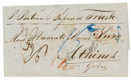 BATEAU A VAPEUR De TRIESTE : 1856 AMSTERDAM + Tax Marking On Entire Letter From AMSTERDAM To ATHENS (GREECE). Variuos GE - Other & Unclassified