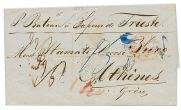 BATEAU A VAPEUR De TRIESTE : 1856 AMSTERDAM + Tax Marking On Entire Letter From AMSTERDAM To ATHENS (GREECE). Variuos GE - Autres & Non Classés