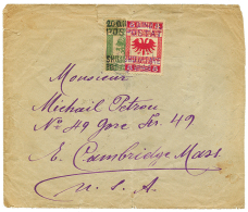 ALBANIA : 1920 Bisect 20q + 15q On Envelope(fault) To CAMBRIDGE(USA). Vf. - Albanië