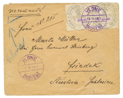 ALBANIA : 1913 1Gr(x2) Canc. VLONE On REGISTERED Envelope To AUSTRIA. Vf. - Albania