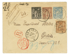 1892 Entier 15c + 1c+ 4c(x2) Pd Obl. ZANZIBAR Pour L'ALLEMAGNE. TB. - Covers & Documents