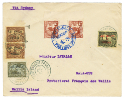 1932 INDOCHINE 1/2c(x2) Obl. POSTE RURALE BINTHUY Sur Env. Taxée à MATA-UTU Avec TAXE De WALLIS ET FUTUNA - Covers & Documents