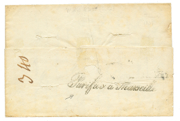 1837 PURIFIE A MARSEILLE (verso) + PAYS D'OUTREMER + MARSEILLE Sur Lettre Avec Texte De TUNIS. TB. - Covers & Documents