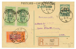 1915 Entier Postal 5pf Surch. OCCUPATION FRANCO ANGLAISE + DAHOMEY 5c(x2)+ 10c Obl. Cachet Allemand ANECHO En RECOMMANDE - Covers & Documents