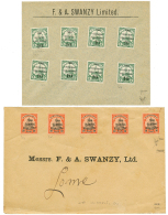OCCUPATION FRANCO ANGLAISE : 2 Lettres Avec 10 S/ 5pf(x8) Diff. Types Et 30pf(n°27)x5. Timbres Non Oblitér&ea - Covers & Documents