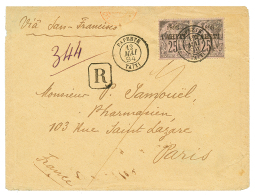 1894 25c Surch. 1893 TAHITI(x2) Obl. PAPEETE TAITI Sur Env. RECOMMANDEE Pour PARIS. TTB. - Covers & Documents