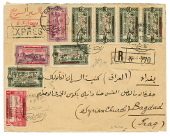 LIBAN : 1928 Lettre RECOMMANDE PAR EXPRESS De BEYROUTH Pour BAGDAD(IRAK). Affranchissement Spectaculaire Recto + Verso. - Unused Stamps