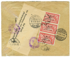SYRIE : 1922 2P(x3) Obl. DAMAS + Etiquette De CENSURE ALLEMANDE Au Verso D'une Enveloppe RECOMMANDE Pour BERLIN. TTB. - Covers & Documents