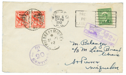 1942 CANADA 1c Canc. MONTREAL On Envelope To ST PIERRE ET MIQUELON Taxed With FRANCE LIBRE POSTAGE DUE 1F(x2). Vvf. - Briefe U. Dokumente