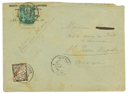 1893 FRANCE 5c SAGE Obl. PARIS Sur Env. Pour ST PIERRE ET MIQUELON Taxée à L'arrivée Avec 40c TAXE - Brieven En Documenten