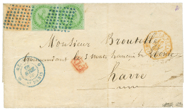 1866 AIGLE Superbe Paire Du 5c + 40c Obl. Losange De Pts Bleus + REUNION ST DENIS Sur Lettre Pour La FRANCE. Superbe. - Brieven En Documenten