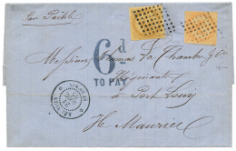 1865 AIGLE 10c + 40c Obl. Losange + REUNION ST DENIS + Taxe "6d TO PAY" Sur Lettre Pour La FRANCE. Superbe Qualit&eacute - Brieven En Documenten