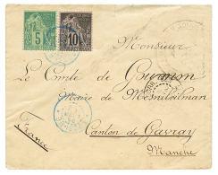 NOSSI-BE - CORRESPONDANCE MILITAIRE : 1890 CG 5c(pd) + 10c Obl. Cachet évidé NOSSI-BE En Bleu Sur Envelopp - Covers & Documents