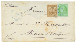 1879 COLONIES GENERALES 5c CERES + 30c SAGE, TB Margés Obl. MAYOTTE ET DEP. NOSSI-BE Sur Enveloppe Via BRINDISI P - Covers & Documents