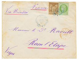 1879 COLONIE GENERALE 5c CERES + 30c SAGE Obl. MAYOTTE ET DEP. NOSSI-BE En Bleu Sur Enveloppe Pour La FRANCE. Tarif &agr - Covers & Documents