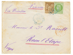 1879 COLONIE GENERALE 5c CERES + 30c SAGE Obl. MAYOTTE ET DEP. NOSSI-BE En Bleu Sur Enveloppe Pour La FRANCE. Tarif &agr - Brieven En Documenten