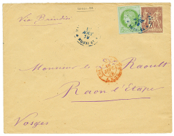 NOSSI-BE : 1879 COLONIE GENERALE 5c CERES + 20c SAGE Obl. NOSSI-BE En Bleu Sur Enveloppe Pour La FRANCE. Tarif à - Covers & Documents