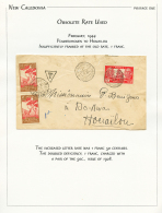 1944 1F Obl. POUNERIHOUEN Sur Env(déchirure) Pour HOUAILOU Taxée Avec 50c TAXE(x2). TB. - Covers & Documents
