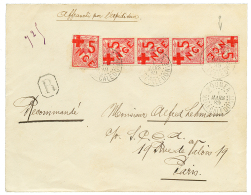 CROIX ROUGE : 1889 5 S/ 10c(x5) Obl. NOUMEA Sur Env. RECOMMANDE Pour PARIS. Superbe. - Covers & Documents