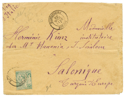 1892 25c Obl. MONACO Sur Enveloppe Non Philatélique Pour SALONIQUE TURQUIE. RARE. TB. - Covers & Documents