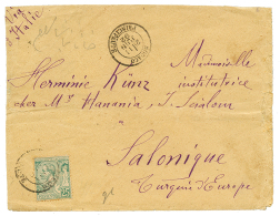 1892 25c Obl. MONACO Sur Enveloppe Non Philatélique Pour SALONIQUE TURQUIE. RARE. TB. - Brieven En Documenten