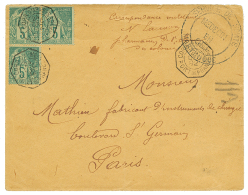 1892 CG 5c(x3) Obl. CORR. D'ARMEES FORT DE FRANCE Sur Enveloppe Pour PARIS. TTB. - Covers & Documents
