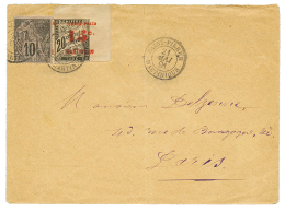 1891 CG 10c + 15c S/ 20c Coin De Feuille Obl. ST PIERRE Sur Enveloppe(pd) Pour PARIS. TTB. - Covers & Documents