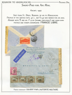 1944/47 2 Lettres De REUNION Ou USA Avec Timbres TAXES FRANCE LIBRES. TTB. - Brieven En Documenten