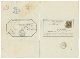 AVIS De RECEPTION Utilisé En INDES : 1892 COLONIE GENERALE 10c Obl. INDE PONDICHERY Sur AVIS De RECEPTION Complet - Covers & Documents