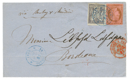 1881 CG 10c CERES + 15c SAGE Gris(rare) Obl. INDE PONDICHERY Sur Lettre Pour La FRANCE. TB. - Covers & Documents