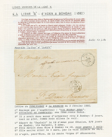 1882 "AFFRANCHI EN NUMERAIRE" Manuscrit + INDE PONDICHERY + LIGNE T PAQ FR N°1 (rare En Provenance De PONDICHERY) Su - Brieven En Documenten