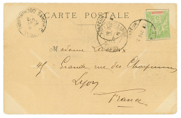 VAPEUR - CAMBODGE : 1903 5c Obl. VAPEUR N°1 Sur Carte De PNOMPENH Pour La FRANCE. Rare. TB. - Covers & Documents
