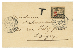 1905 TAXE 10s/ 60c Obl. SAIGON Sur Envelope Locale. Timbre Rare Sur Lettre. Superbe. - Covers & Documents