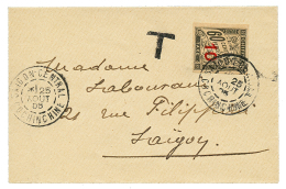 1905 TAXE 10s/ 60c Obl. SAIGON Sur Envelope Locale. Timbre Rare Sur Lettre. Superbe. - Brieven En Documenten