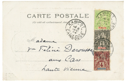 1903 1c + 4c+ 5c Obl. KAMPOT CAMBODGE Sur Carte Pour La FRANCE. Superbe Tricolore. - Covers & Documents