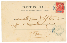 1903 10c Obl. Ambulant MARITIME LIGNE SAIGON A SINGAPORE Sur Carte De SAIGON Pour PARIS. TTB. - Covers & Documents