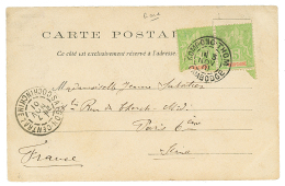 1901 5c(x2) 1 Ex. Def. Obl. Cachet Rare KOMPONG-THOM CAMBODGE Sur Carte Pour La FRANCE. TTB. - Covers & Documents