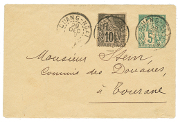 1892 Entier CG 5c + CG 10c(pd) Obl. QUANG-NGAI ANNAM Pour TOURANE. Bureau Rare. TB. - Covers & Documents