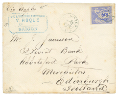 1882 CG 25c SAGE Obl. LIGNE N PAQ FR Sur Env. De SAIGON Pour L'ECOSSE. Signé J.F BRUN. TB. - Covers & Documents