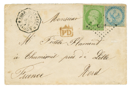 1873 CG 20c AIGLE + 5c EMPIRE (rare) Obl. CCH + CORR. D'ARMEES SAIGON Sur Enveloppe De Militaire Pour La FRANCE. RARE. T - Cartas & Documentos