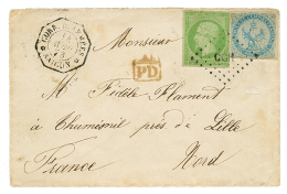 1873 CG 20c AIGLE + 5c EMPIRE (rare) Obl. CCH + CORR. D'ARMEES SAIGON Sur Enveloppe De Militaire Pour La FRANCE. RARE. T - Brieven En Documenten