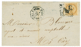 CCN6 TRAVINH : 1870 10c AIGLE Obl. CCN6 + CORR. D'ARM. TRAVINH Sur DEVANT De Lettre(Front Only) Pour MO CAY. Tout Est Ra - Cartas & Documentos