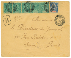 1904 5c Bande De 5 + 15c Obl. ST LAURENT DU MARONI Sur Env. RECOMMANDEE Pour PARIS. Superbe. - Cartas & Documentos