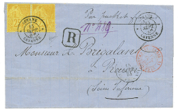 1884 CG Paire 25c(1 Ex. Pd) Obl. GUYANE CAYENNE Sur Lettre RECOMMANDEE Pour ROUEN. RARE. TB. - Cartas & Documentos