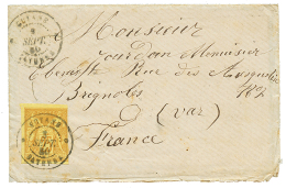 1880 CG 25c SAGE Jaune(pd) Obl. CAYENNE Sur Env. Avec Texte Pour La FRANCE. RARE. TB. - Cartas & Documentos