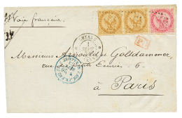 1873 AIGLE Paire 10c + 80c Sur Lettre(ss Texte Et Rabats Latéraux Absents) De CAYENNE Pour PARIS. Le 80c AIGLE Es - Brieven En Documenten