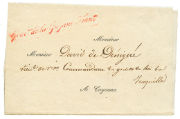 1827 Cachet Rouge De Franchise GOUVeur DE LA GUYANE FRANce Sur Lettre Avec Texte(invitation à DINER) Pour CAYENNE - Covers & Documents