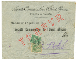 1917 TAXE 5c + 15c Obl. BOKE + Verso GUINEE 5c + 10c Obl. CONAKRY Sur Enveloppe Commerciale De CONAKRY Pour BOKE. RARE. - Cartas & Documentos