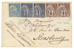 CAMP JACOB : 1891 COLONIES GENERALES 1c(x2) + 4c(x2) + 15c(pd) Obl. CORR. D'ARMEES Sur Envelope De Militaire De "CAMP JA - Brieven En Documenten