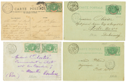 DAHOMEY 1908/12 Lot 2 Lettres + 2 Entiers Obl. AGOUAGON, PARAKOU, KANDI, DJOUGOU. TB. - Covers & Documents